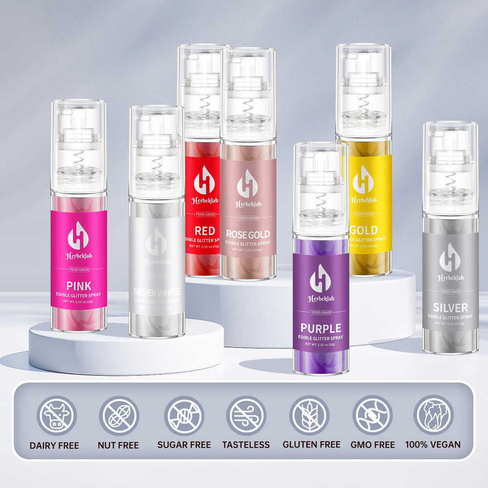 Herbeklab spray bottle delivers even application with rose gold shine.