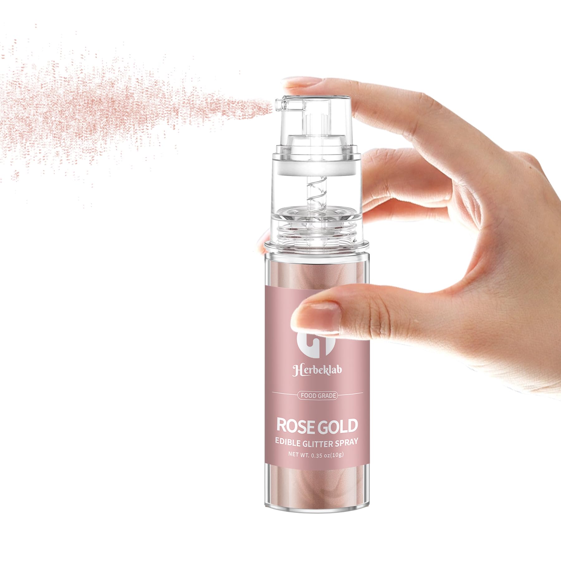 Herbeklab rose gold glitter dust on cupcakes enhances dessert presentation.