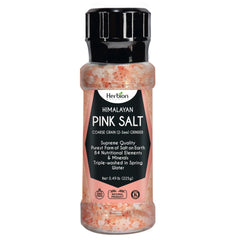 HERBION Himalayan Pink Salt Grinder coarse bottle boosts flavor for meats and vegetables
