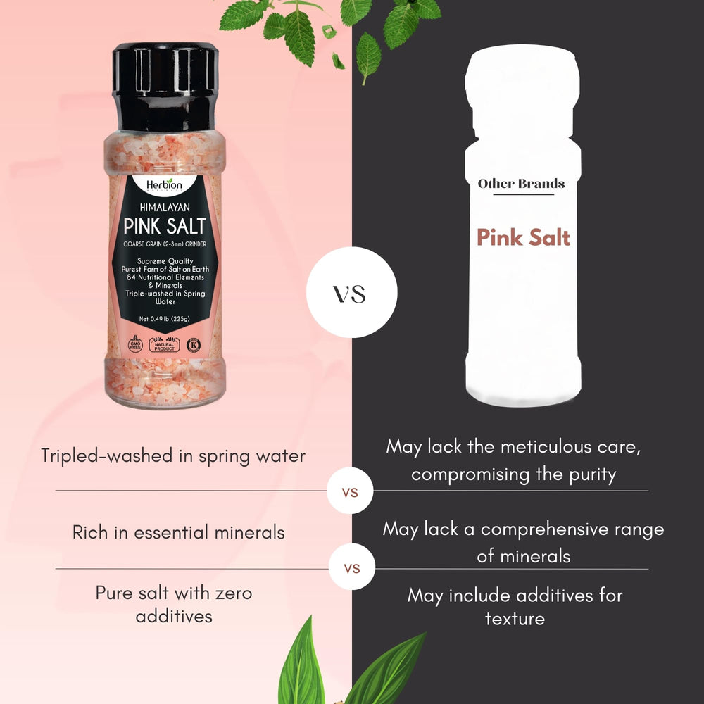 HERBION Himalayan Pink Salt Grinder kosher label signals trusted seasoning