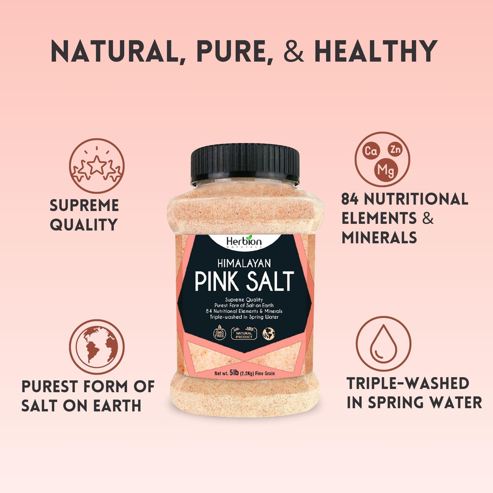 HERBION Himalayan Pink Salt grains in a measuring spoon ready to use.