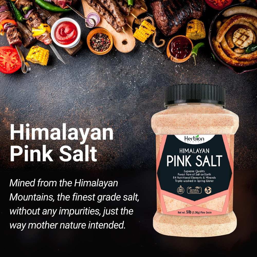 HERBION Himalayan Pink Salt pouring into a spoon for even distribution.