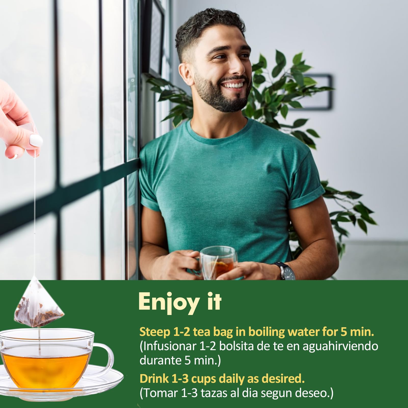 Relaxing cup of Herbmood Cleavers tea supports daily wellness ritual