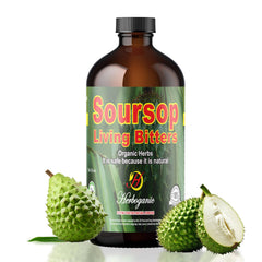 HERBOGANIC Soursop Bitters bottle front showing organic formula for daily flavor