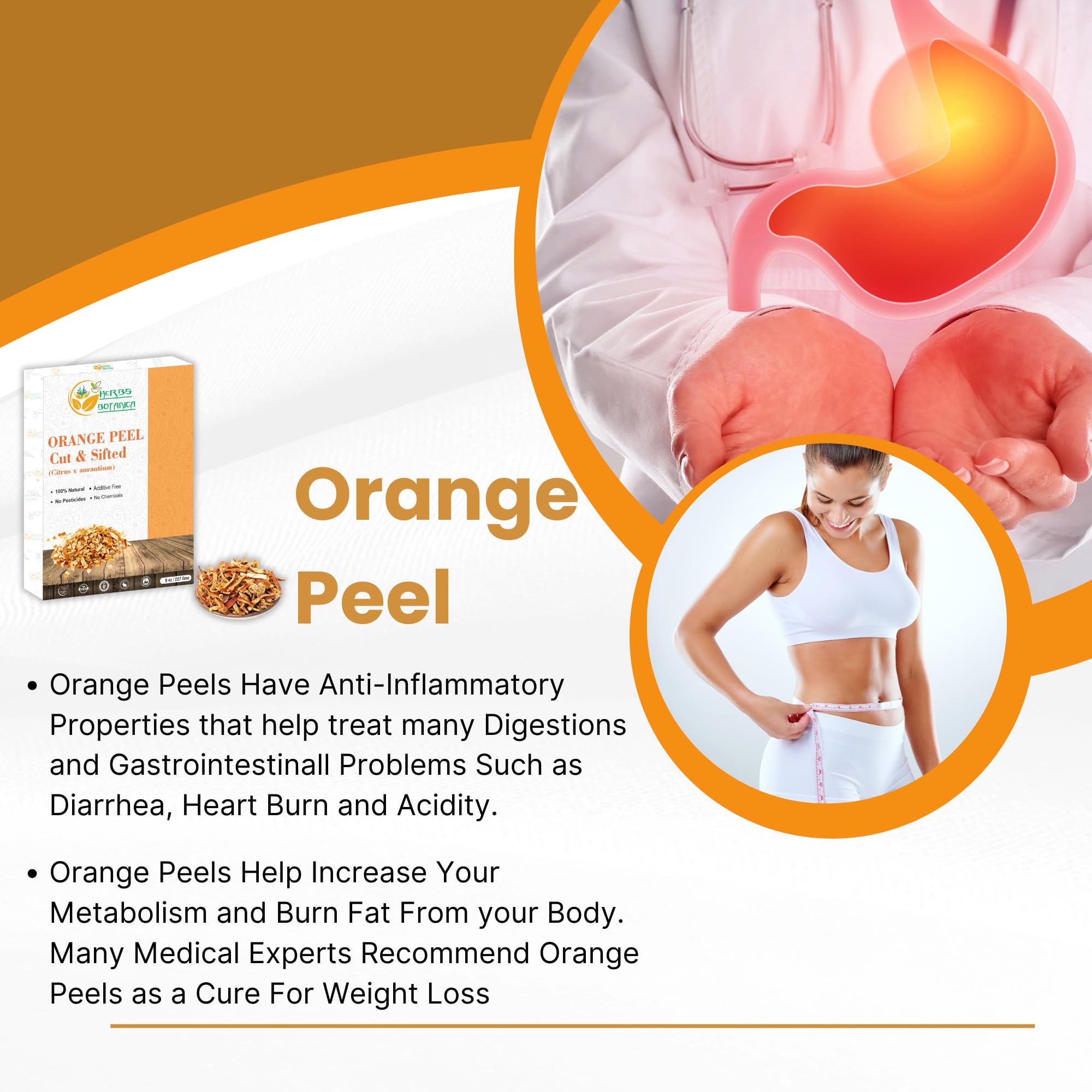Herbs Botanica dried orange peel in cooking, ready to use.