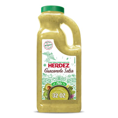 Herdez Mild Guacamole Salsa 32-ounce bottle front view for dipping