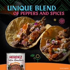 Herdez Ranchera Salsa peppers close-up emphasizing spice blend