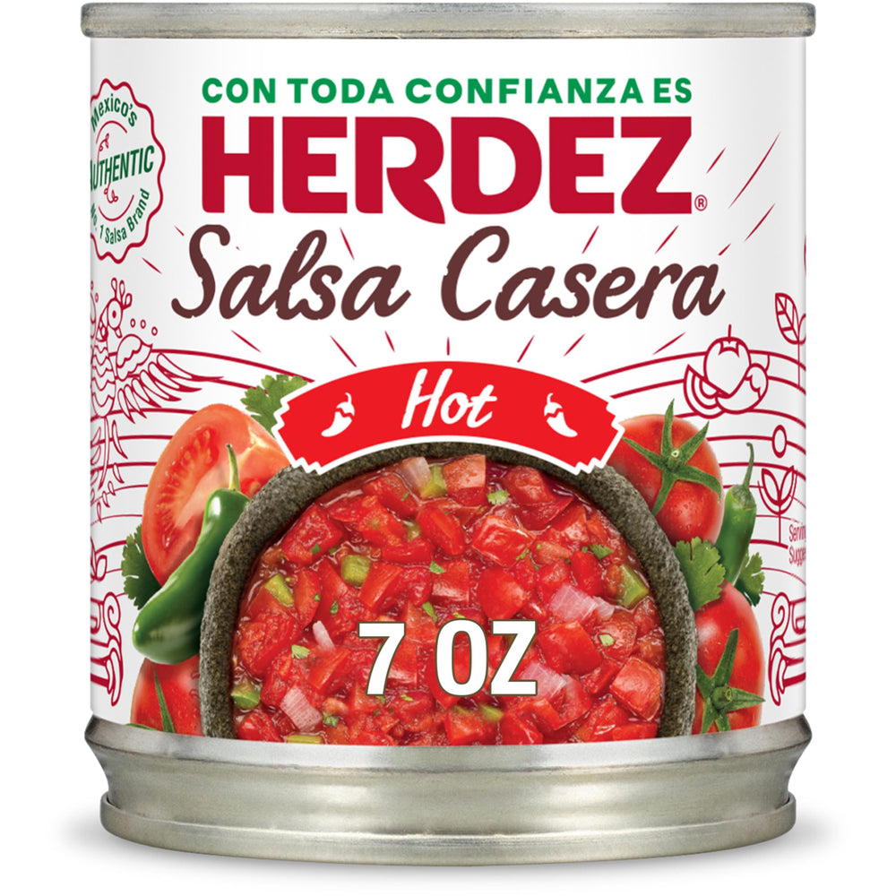 Herdez Salsa Casera Hot ingredients highlighting tomatoes and jalapeños