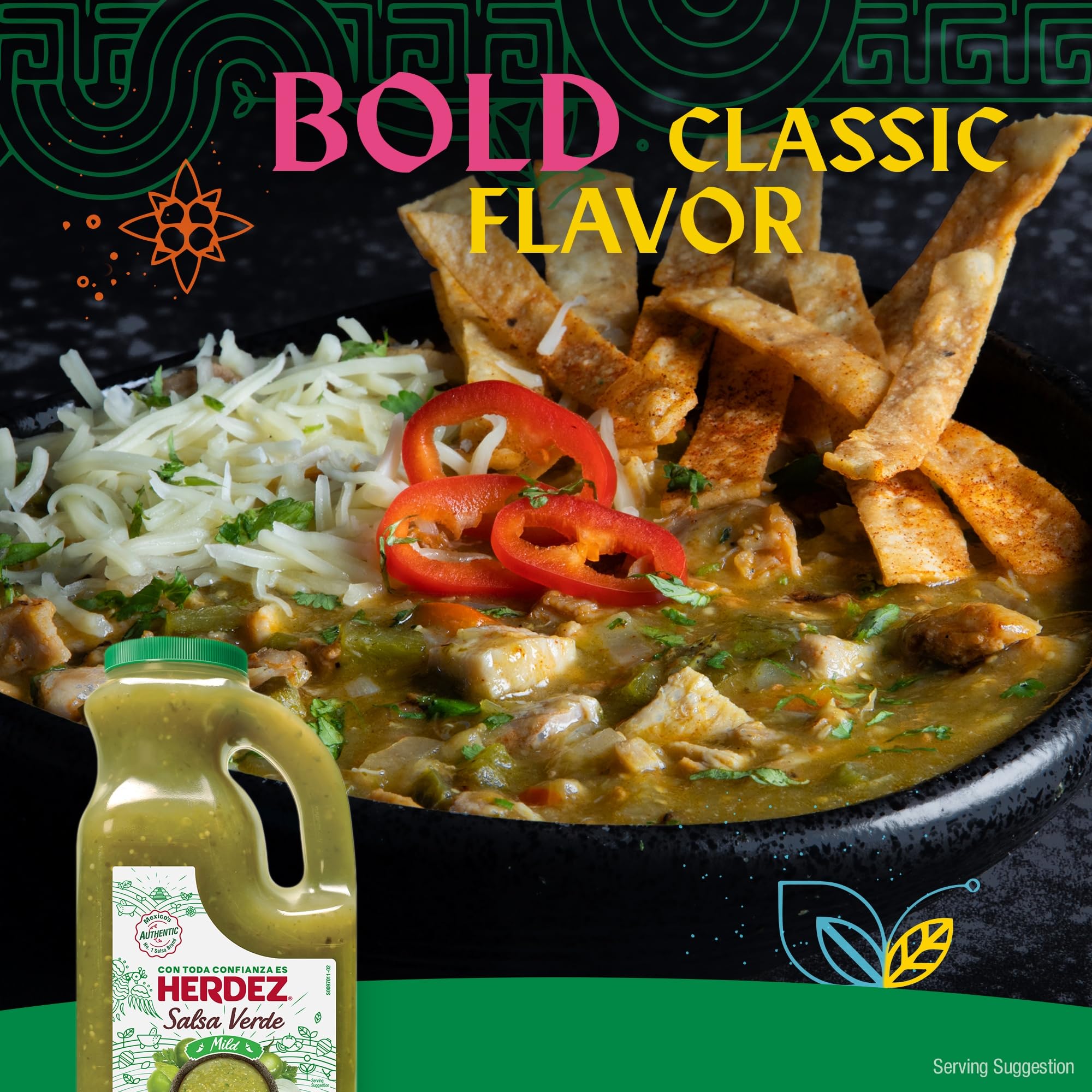 Bright cilantro and citrus notes in Herdez Salsa Verde Mild over eggs.
