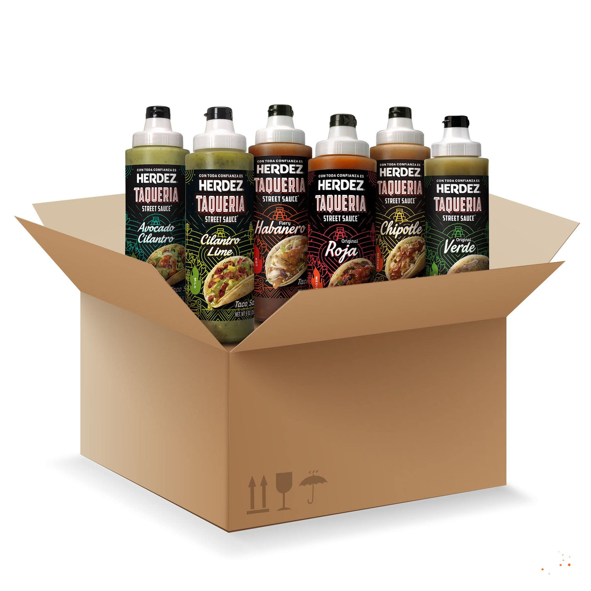 Herdez Taqueria Street Sauce Habanero bottle highlights bright heat for quick taco night flavor.