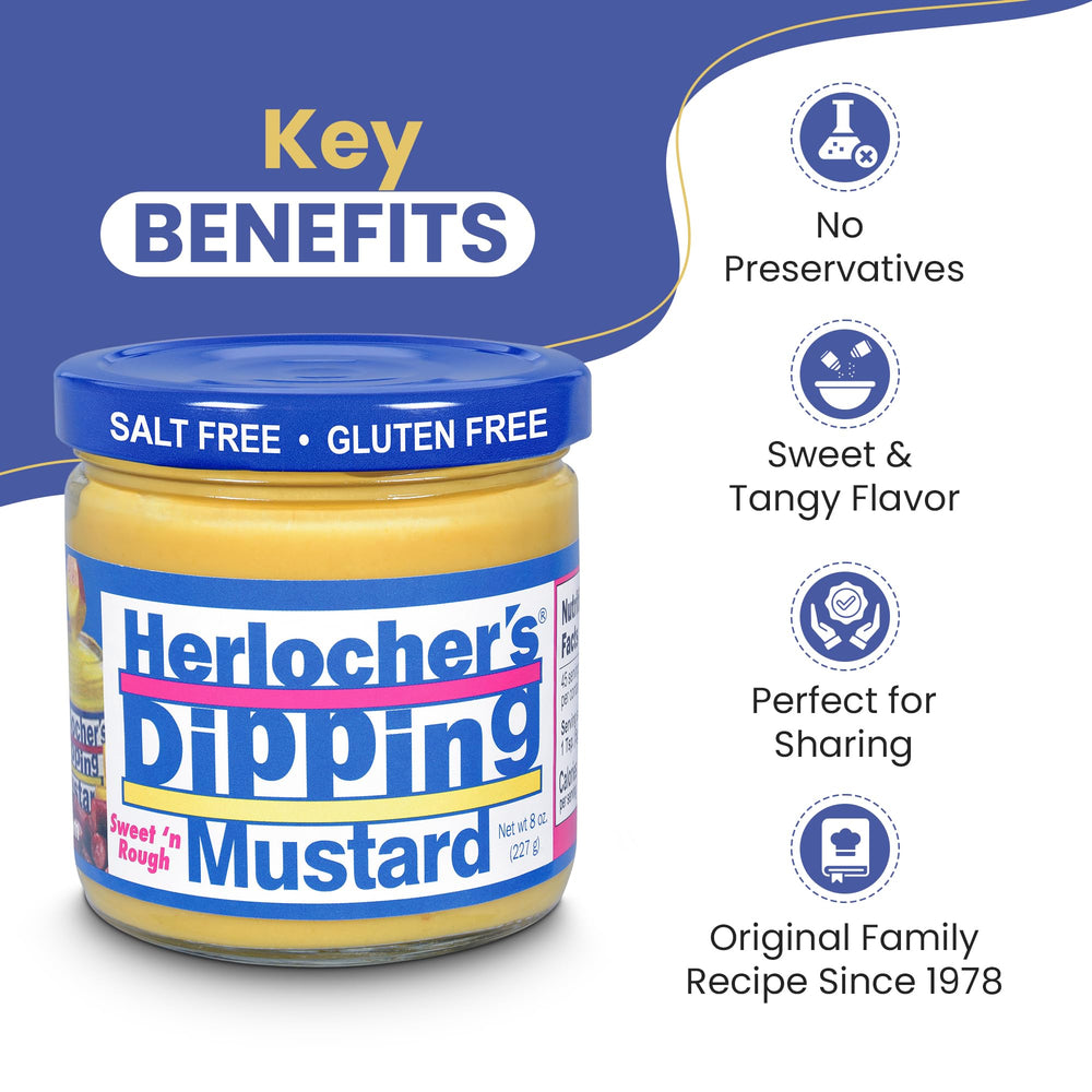 Herlocher's Dipping Mustard on cheese cubes for flavorful bites