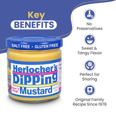 Herlocher's Dipping Mustard on cheese cubes for flavorful bites