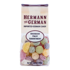 Hermann the German Bavarian Fruit Candies bag in vibrant colors, gluten-free and snack-ready.