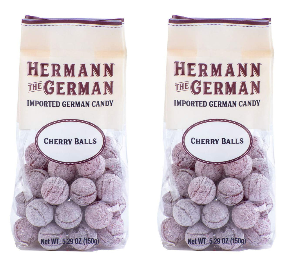 Hermann the German hard candy cherry balls, 2-pack, ideal for gifting or a quick flavorful break.
