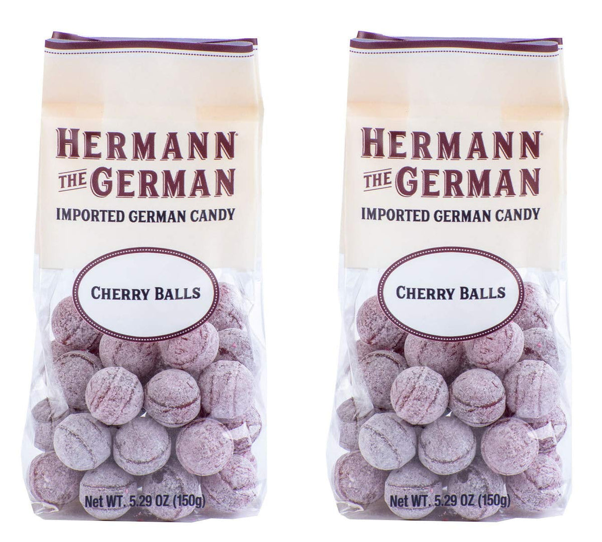 Hermann the German hard candy cherry balls, 2-pack, ideal for gifting or a quick flavorful break.