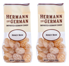 Hermann the German hard candy honey bees in a 2-pack, honey flavor ideal for snacking.