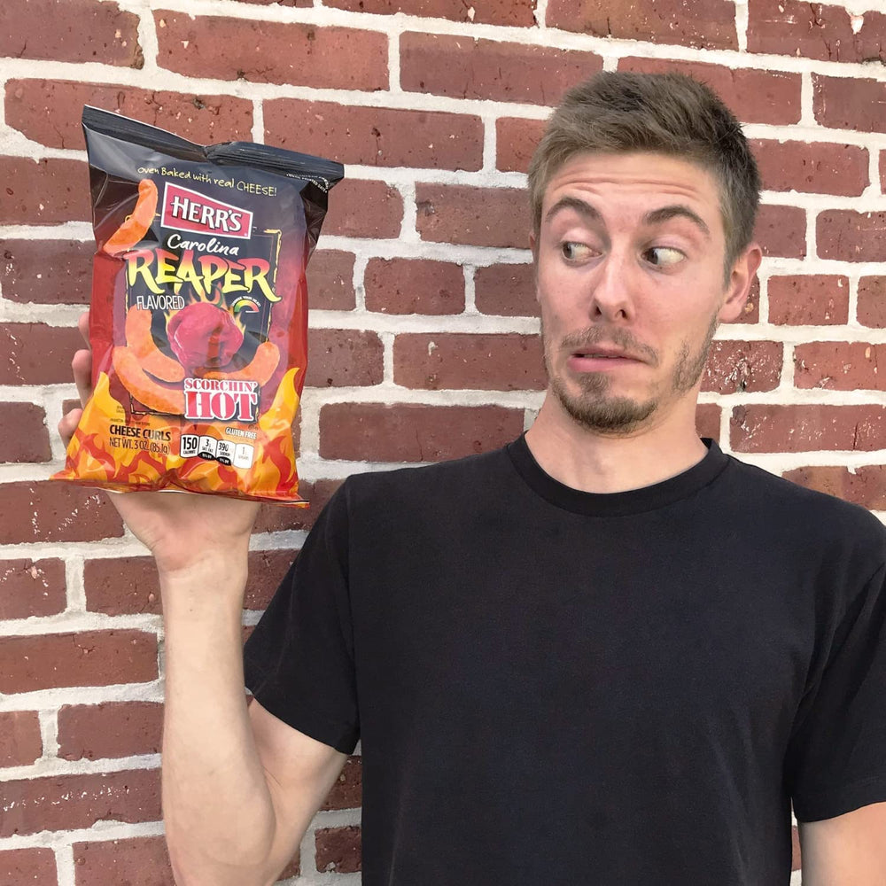 Herr’s Carolina Reaper Cheese Curls serving bowl—great for game night.