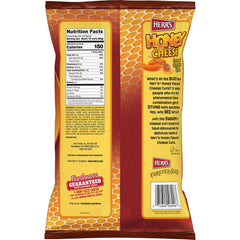 Herr's Honey Cheese Curls bag close-up highlights crunchy texture for movie night