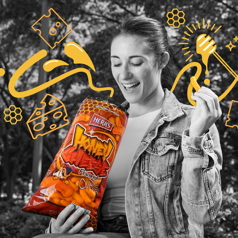 Herr's Honey Cheese Curls party snack for sharing