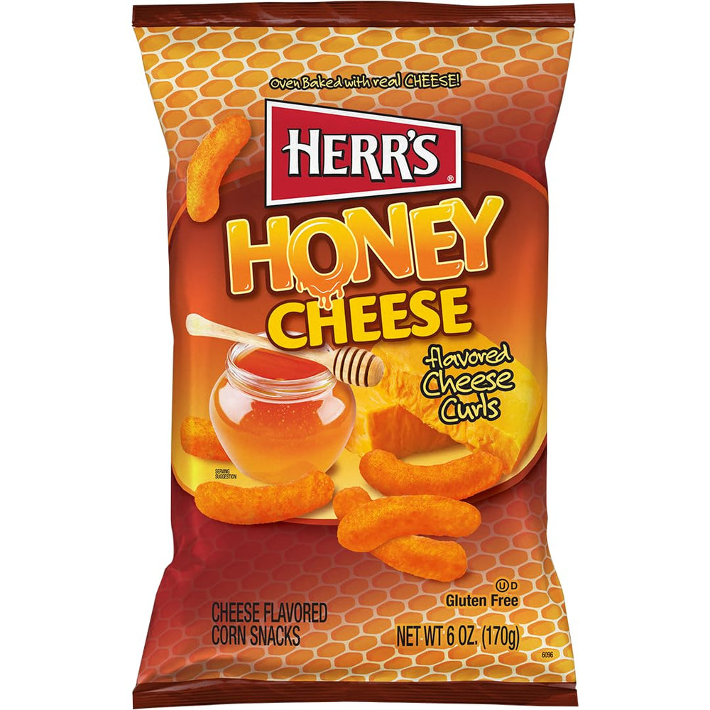 Herr's Honey Cheese Curls snack textures in a bowl invite snacking