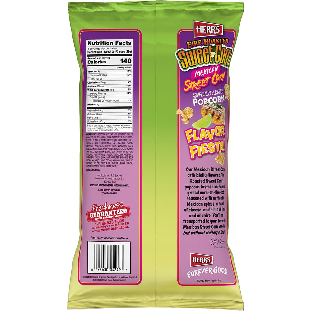 Herr's popcorn bag closeup highlights golden kernels and smoky aroma.