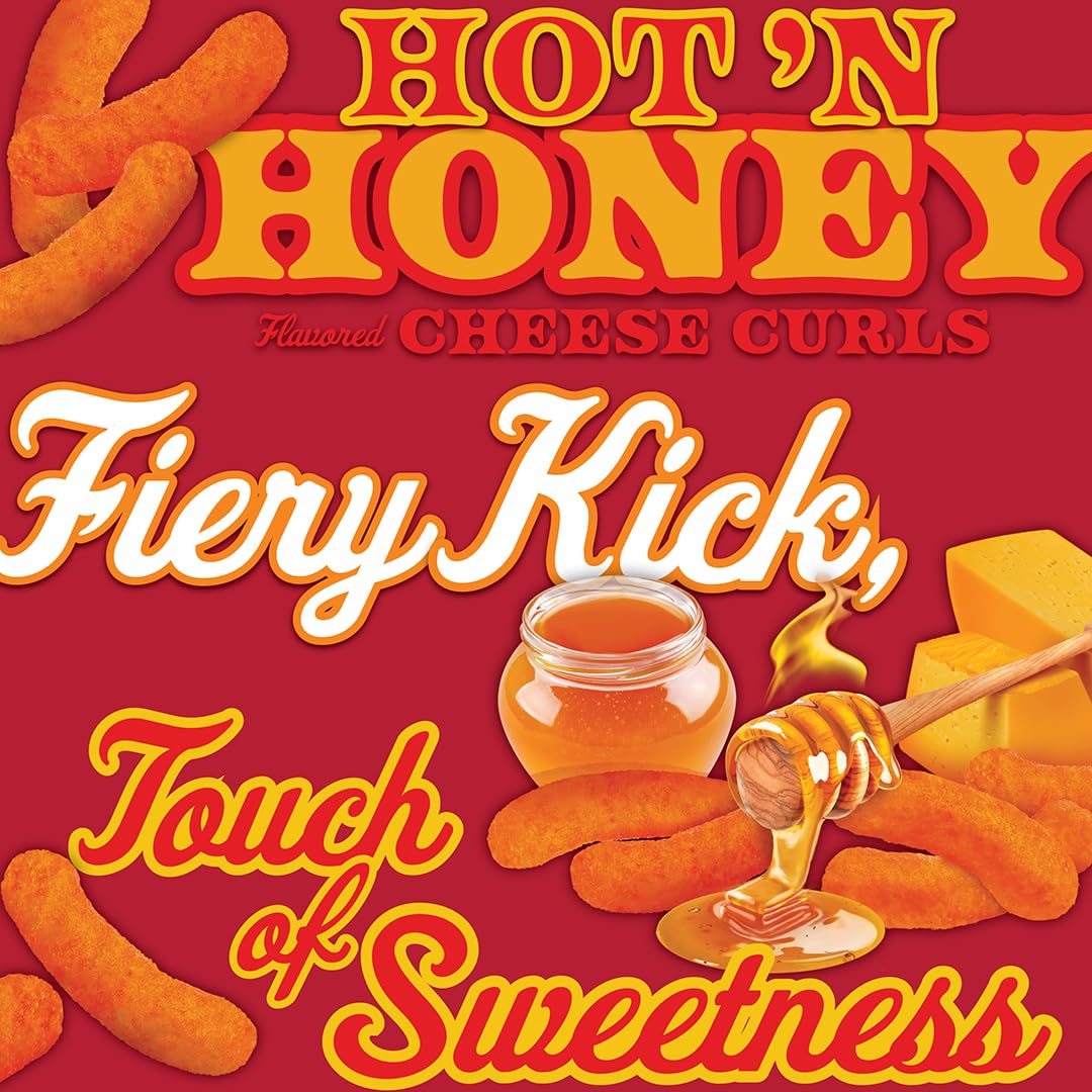 Hot honey glaze sheen visible on Herr's curls for tempting appeal.