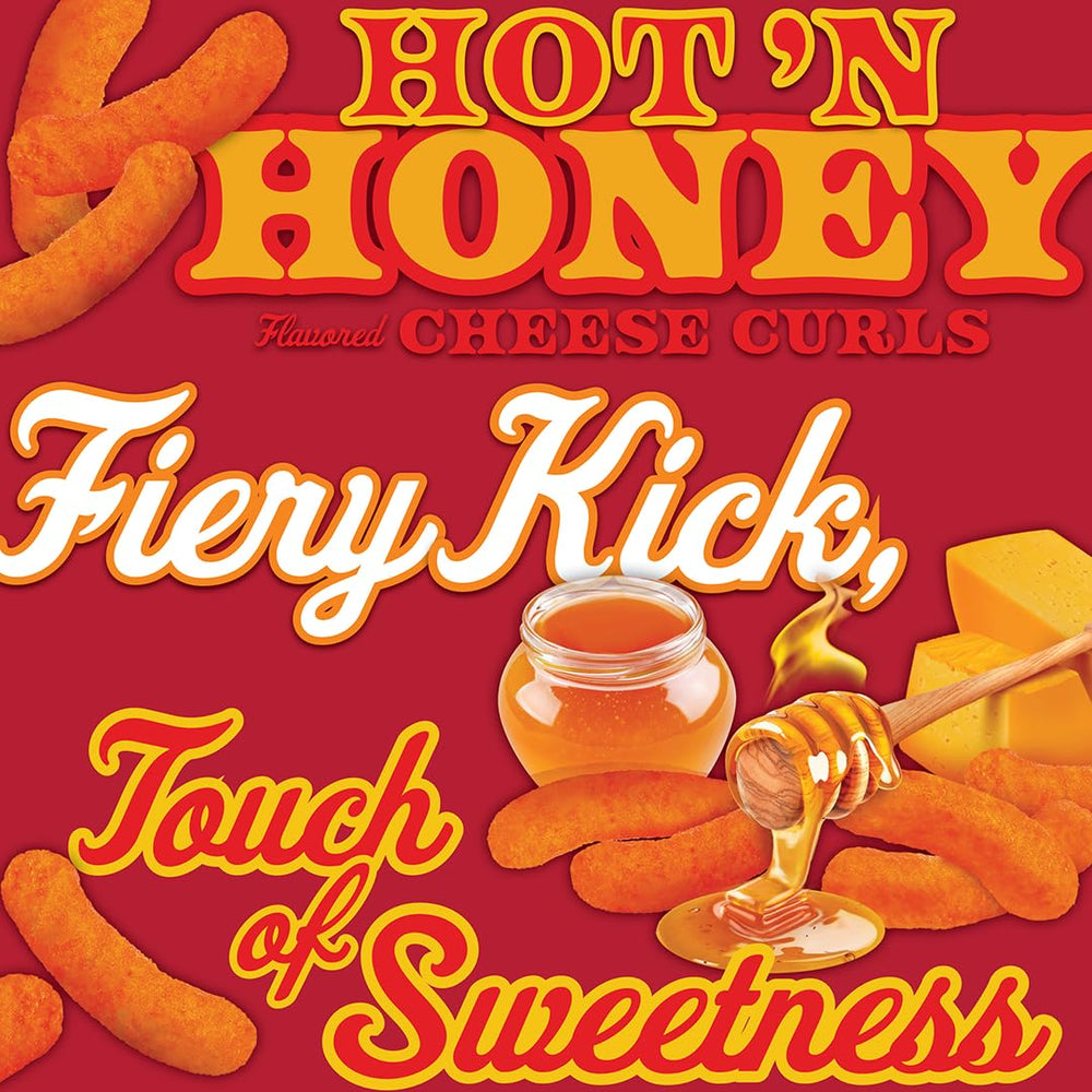 Hot honey glaze sheen visible on Herr's curls for tempting appeal.
