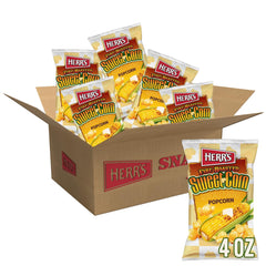 Herr’s Fire Roasted Sweet Corn Popcorn bag for sharing at gatherings with a smoky butter taste.
