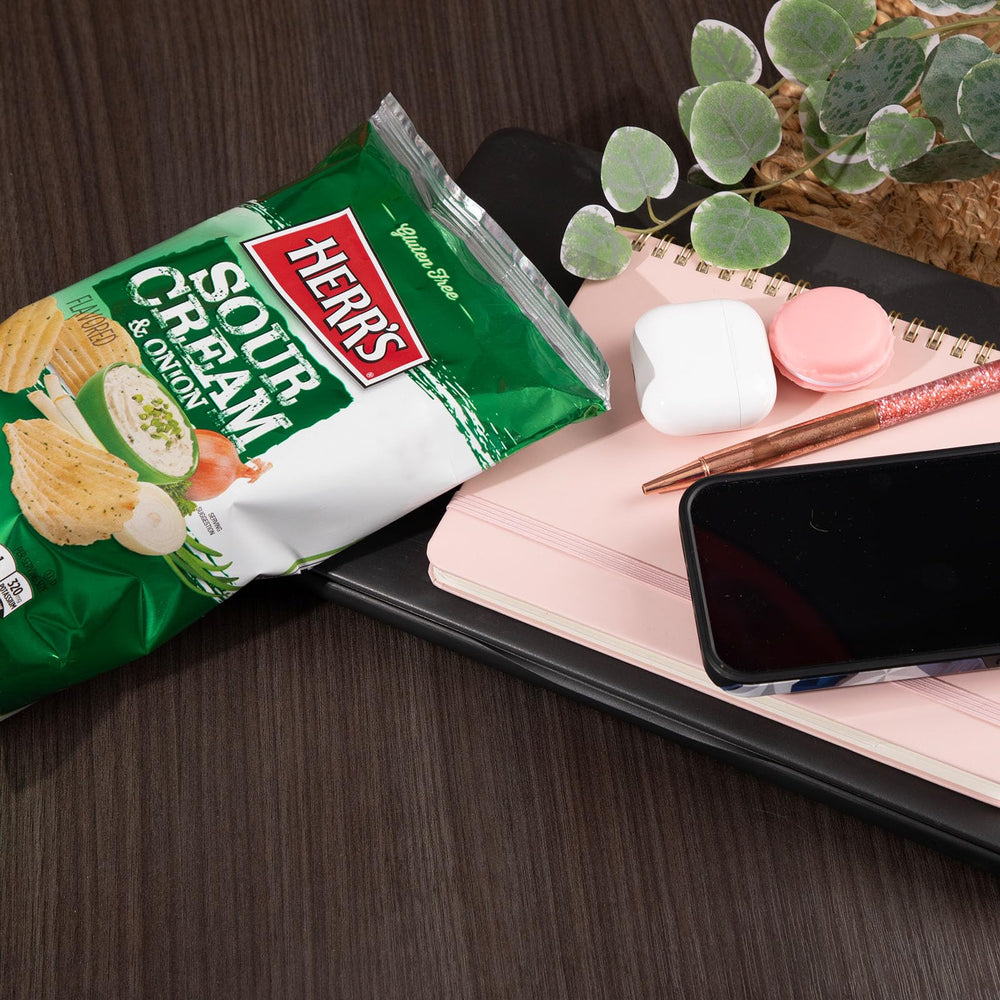 Gluten-free icon on Herr's Sour Cream and Onion chip bag