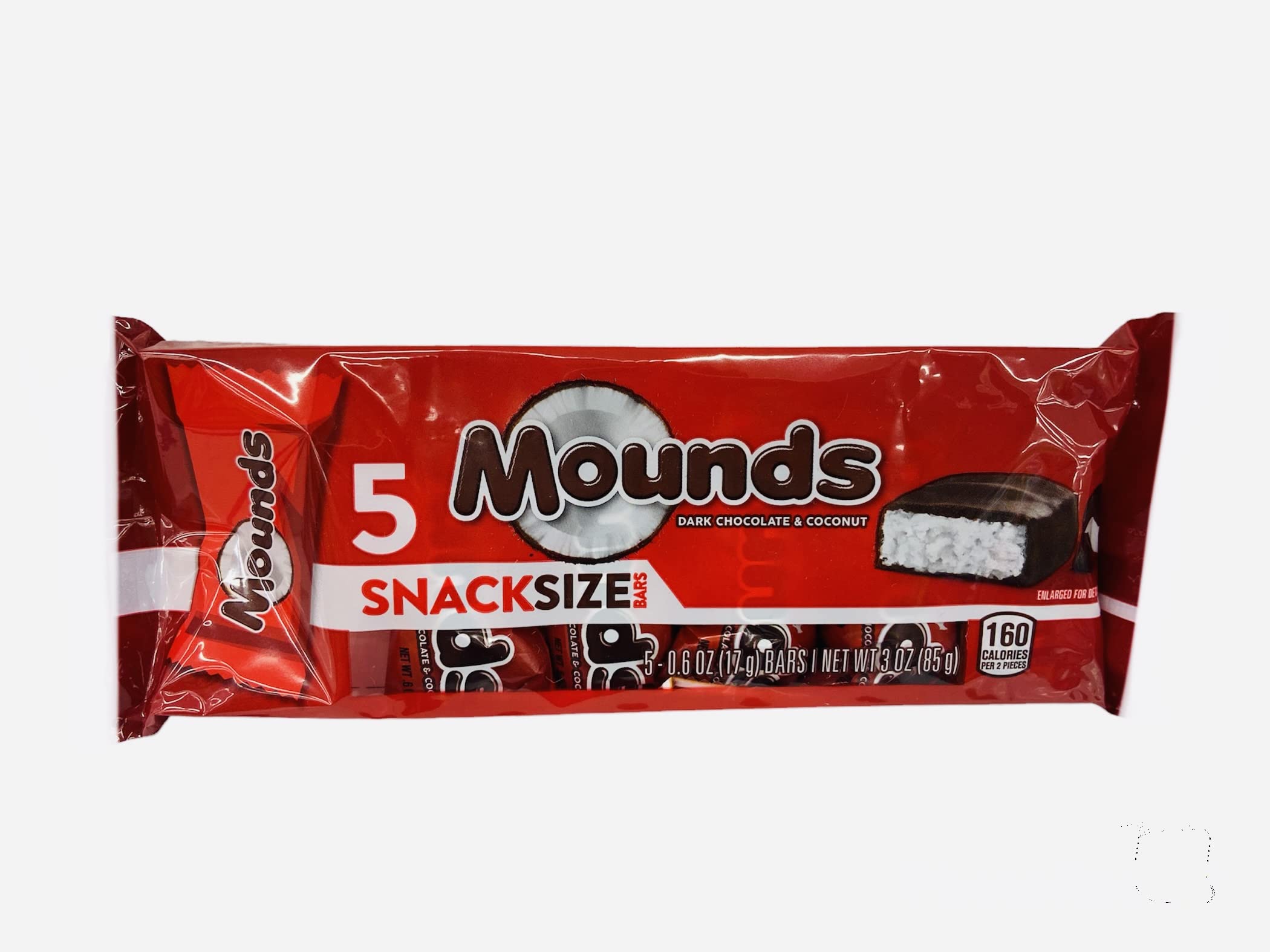 Hersey Mounds dark chocolate coconut mini bar, gluten-free and kosher certified for quick snacking