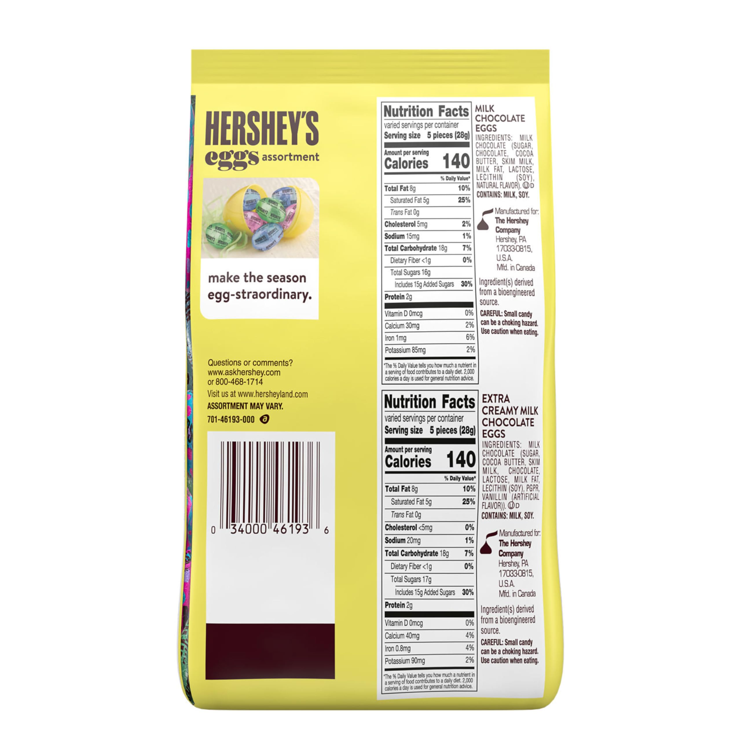 HERSHEY'S assorted eggs in pastel foil wrappers closeup for festive display