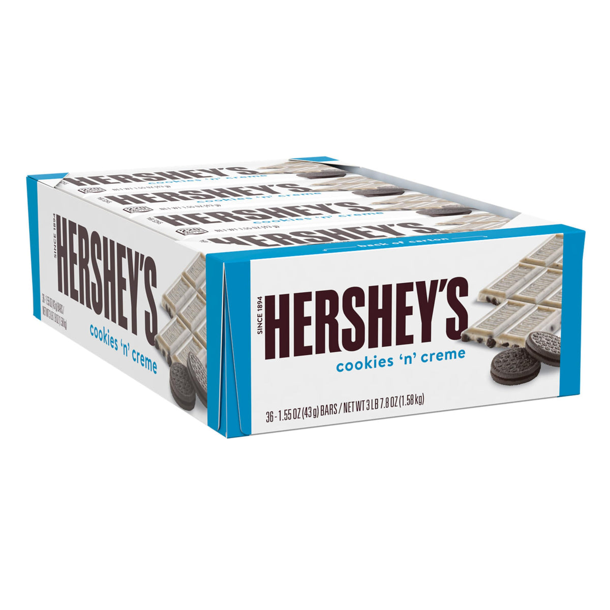 HERSHEY'S Cookies 'n' Creme bars boxed for pantry stocking and sharing.