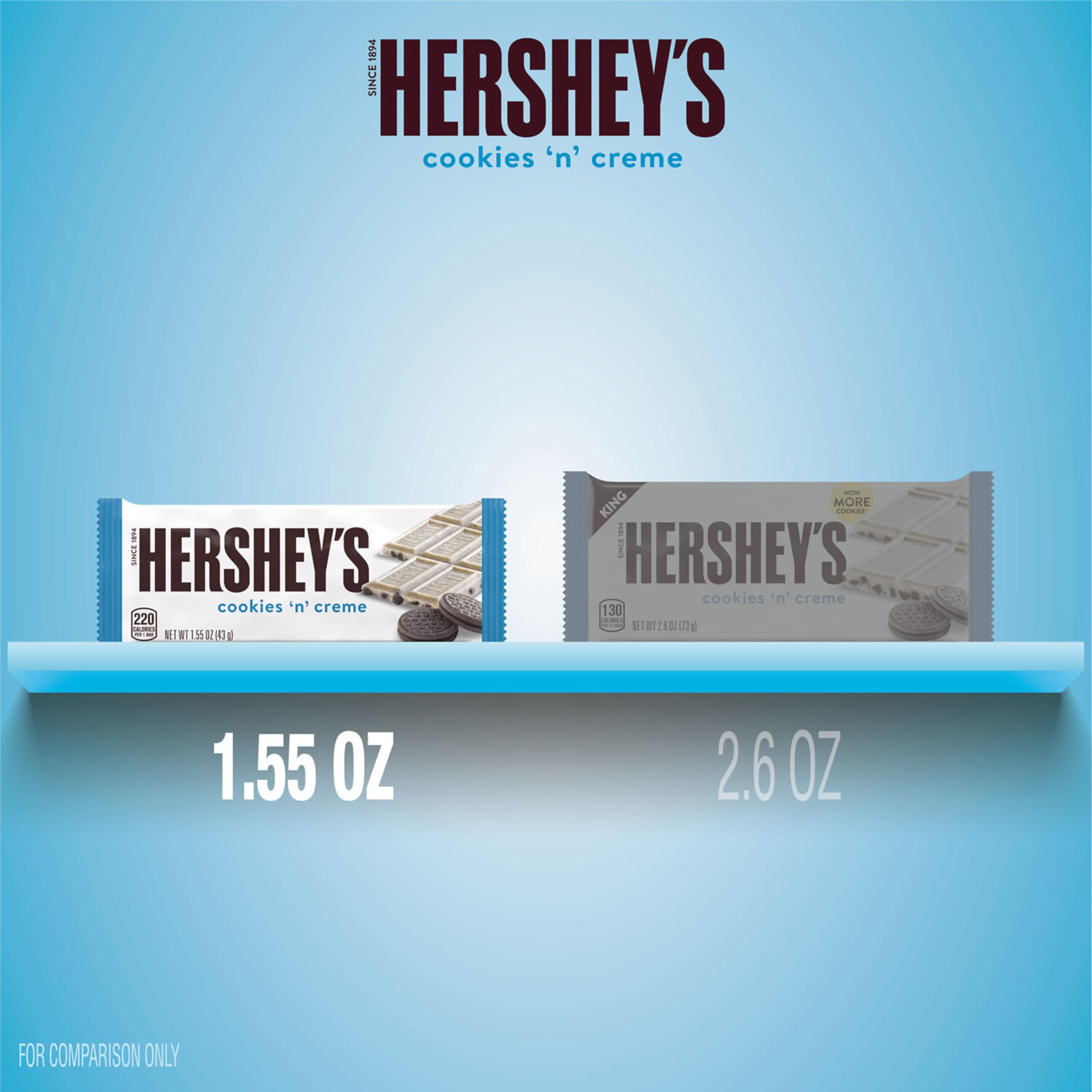 HERSHEY'S Cookies 'n' Creme bars stored in a pantry box for quick treats.