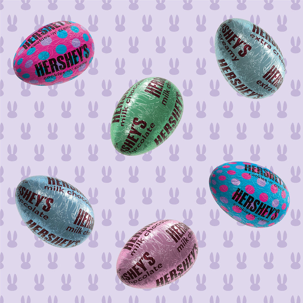 HERSHEY'S Assorted eggs in a basket-ready display for gifting