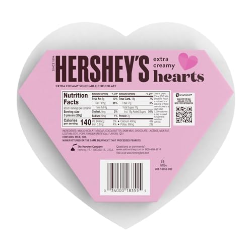 Hershey's Extra Creamy Hearts lunchbox-friendly treat for on-the-go snacking.