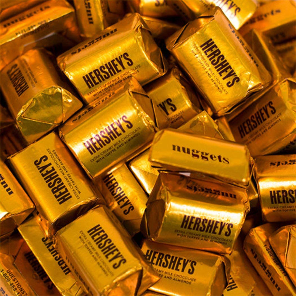 Hershey's Gold Nuggets 2lb bulk bag ready for sharing.