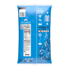 HERSHEY'S KISSES blue foil close-up showing creamy milk chocolate.