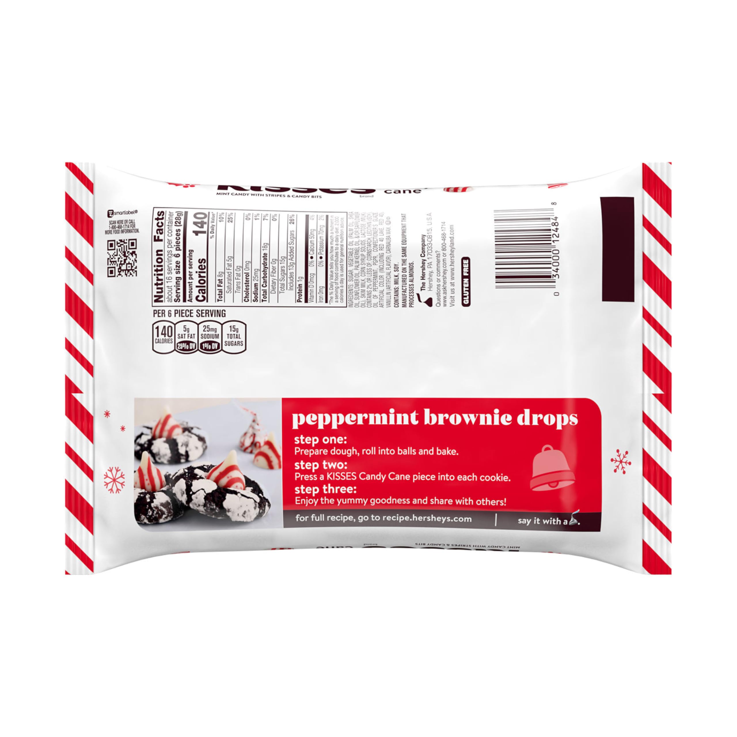 HERSHEY'S KISSES Candy Cane Mint topping cookies for a festive twist.
