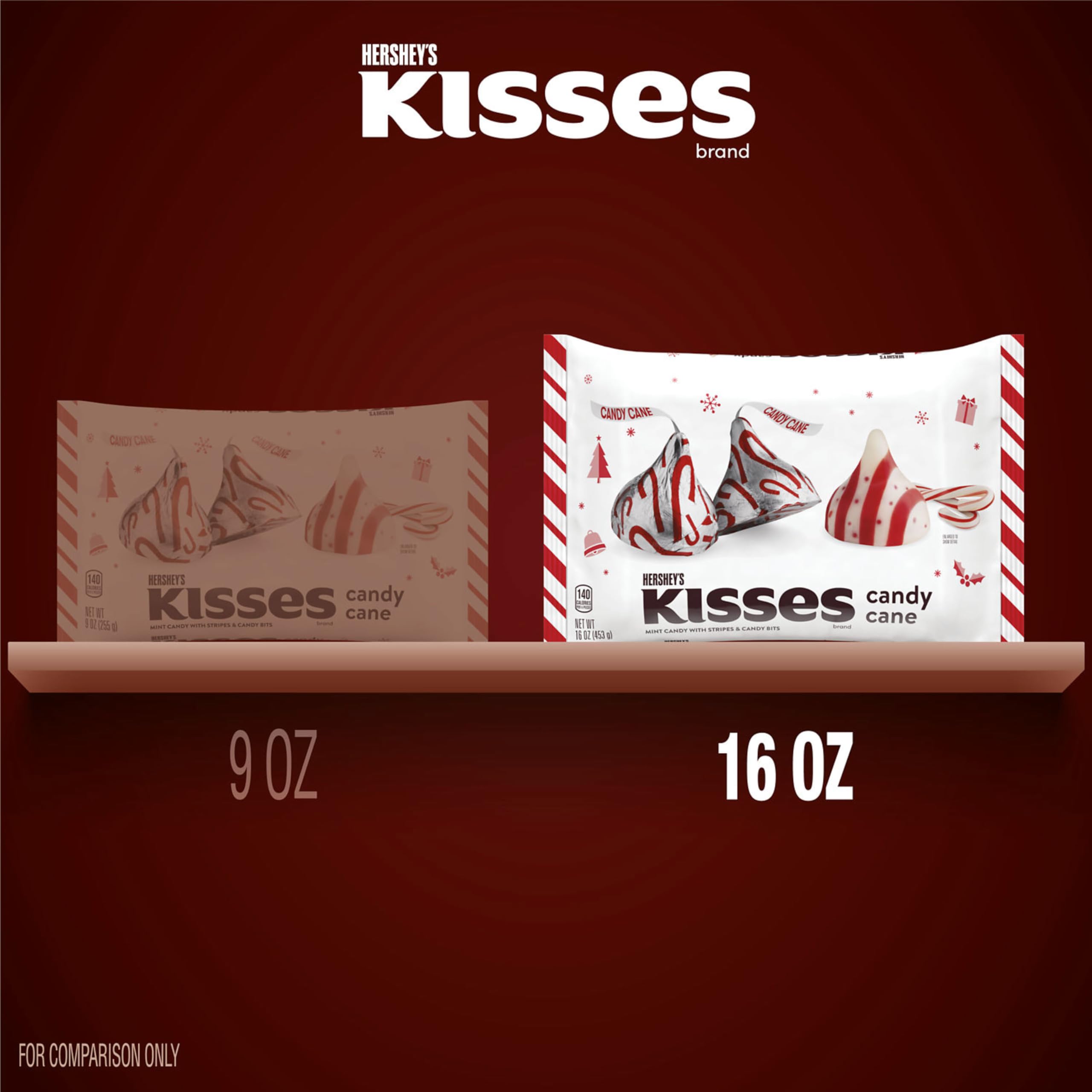 HERSHEY'S KISSES Candy Cane Mint bites foil-wrapped for snacking.