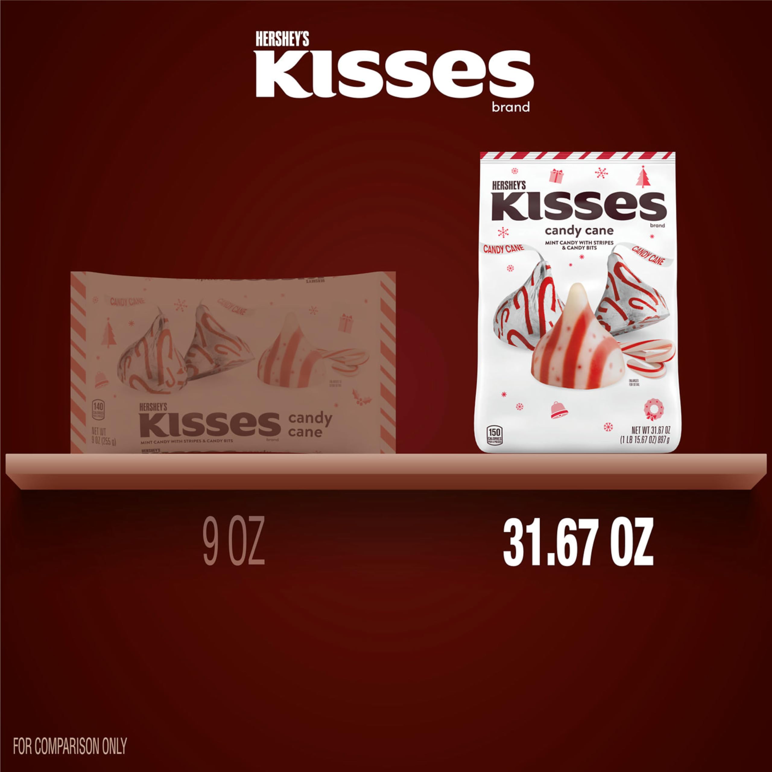 HERSHEY'S KISSES Candy Cane Mint on a dessert plate.
