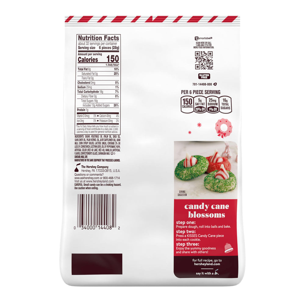 HERSHEY'S KISSES Candy Cane Mint wrapped in festive foil for gifting.