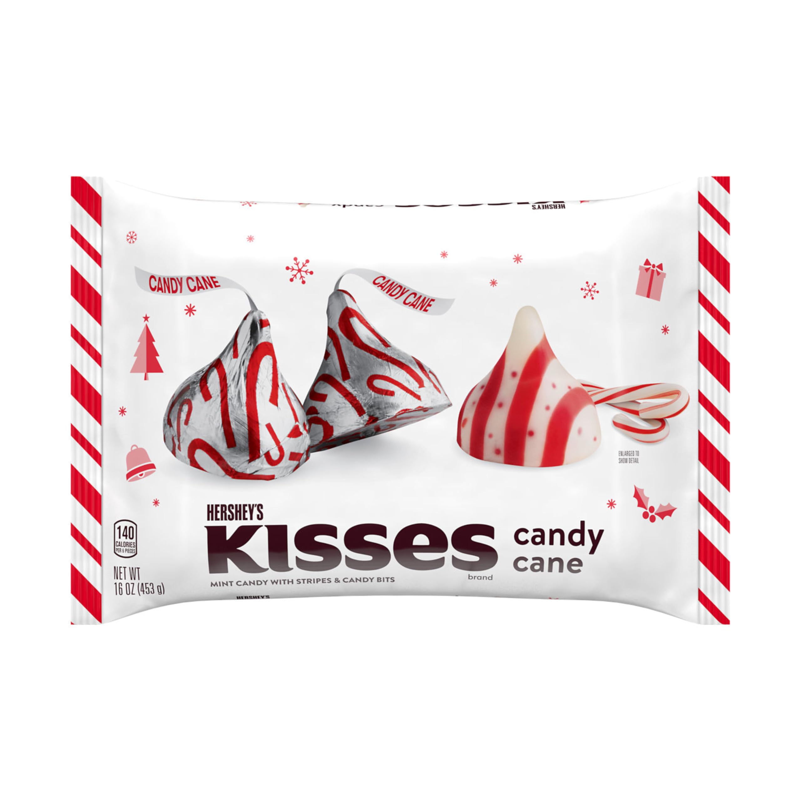 HERSHEY'S KISSES Candy Cane stripes wrapped in festive wrappers for gifting.