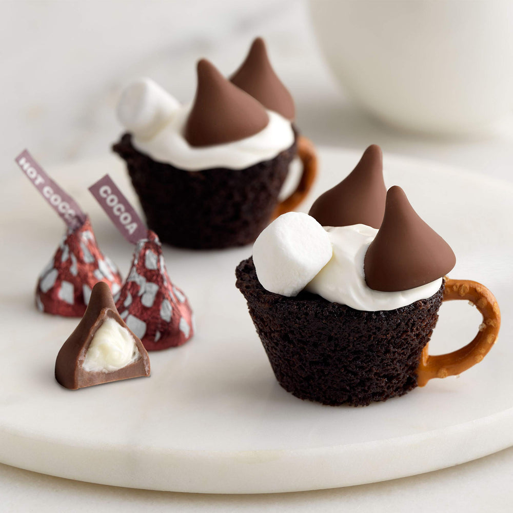 Hershey's KISSES Hot Cocoa in a candy dish for festive snacking