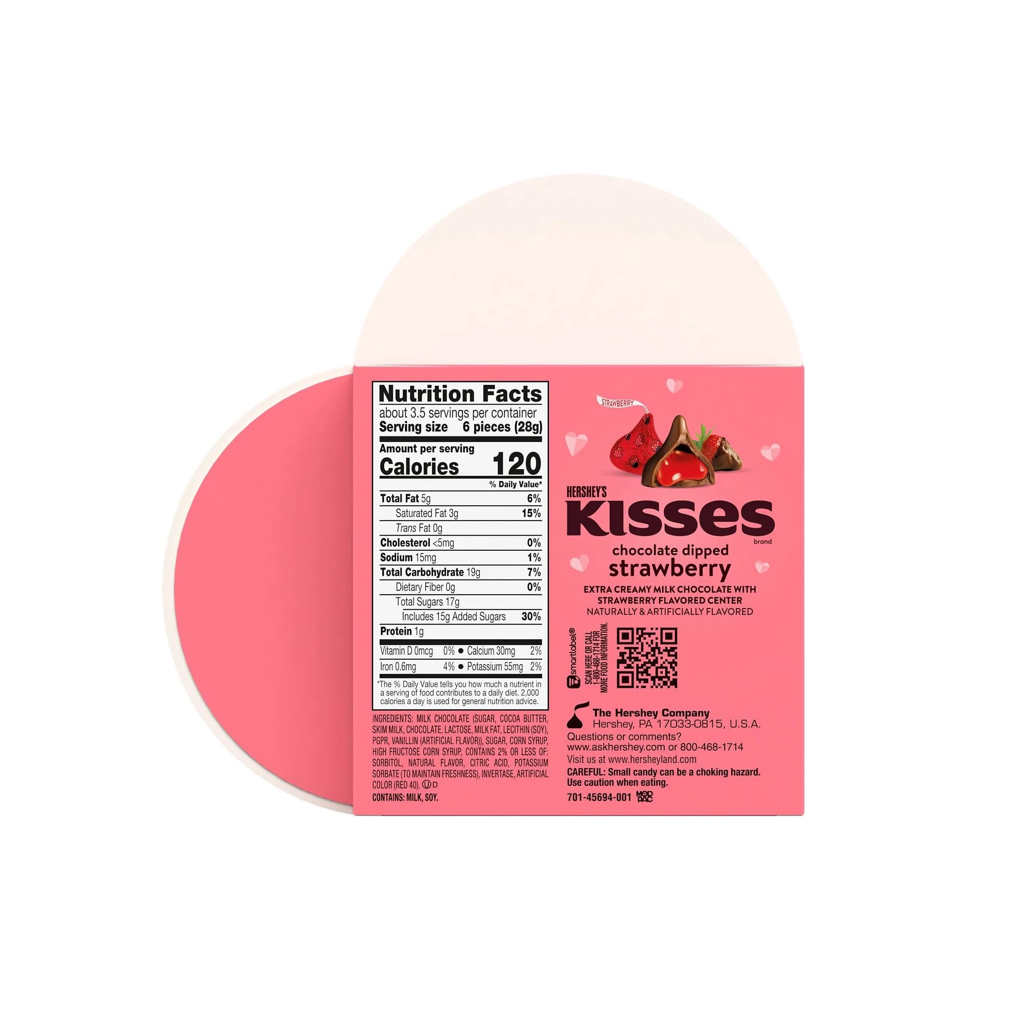 Hershey's Kisses milk chocolate with strawberry creme center, a delightful treat.