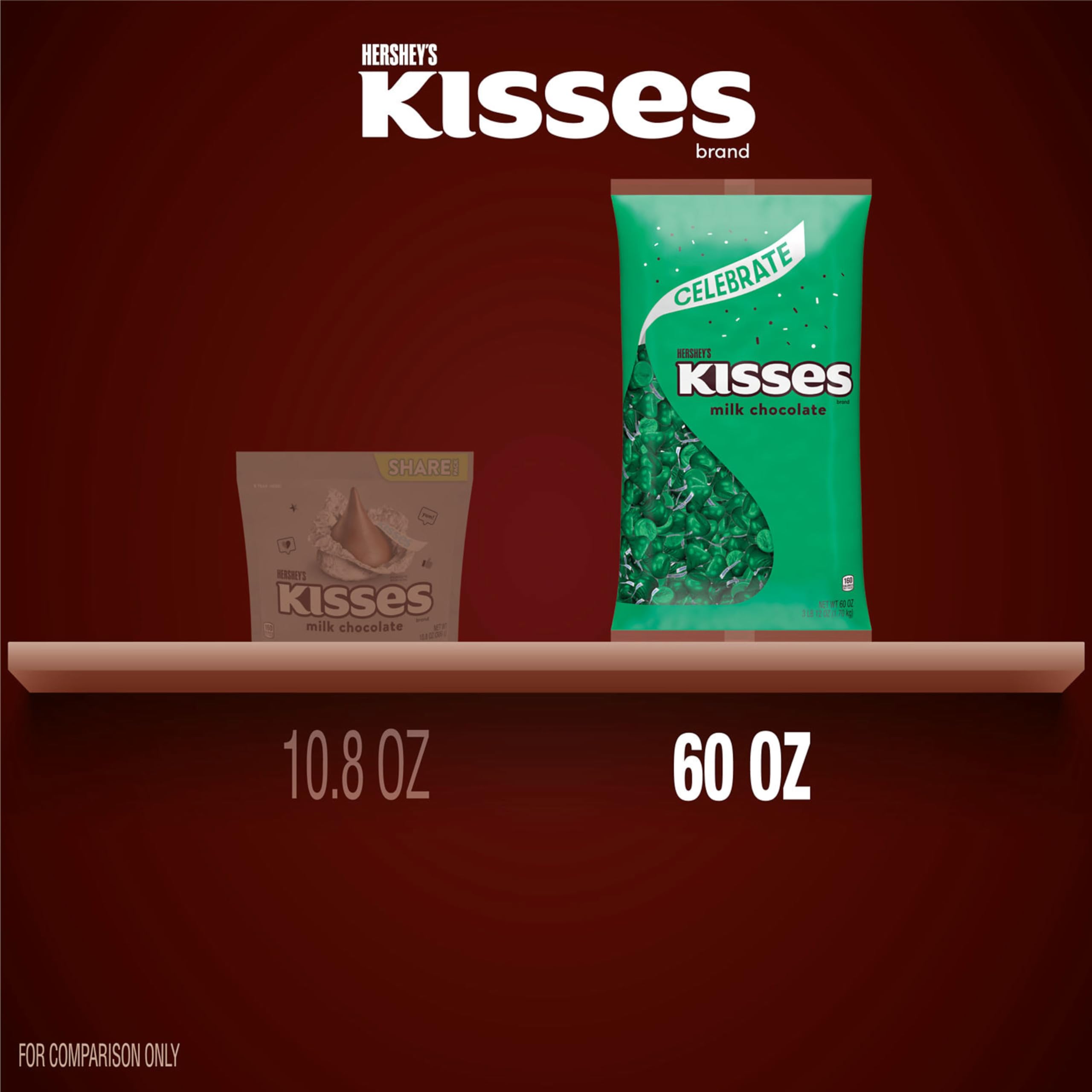 HERSHEY'S KISSES green-foil display enhances candy buffets and gift baskets.
