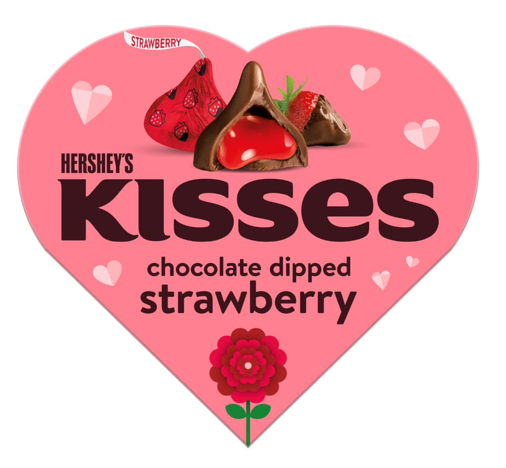 Hershey's Kisses strawberry-dipped heart box, a romantic Valentine gift.