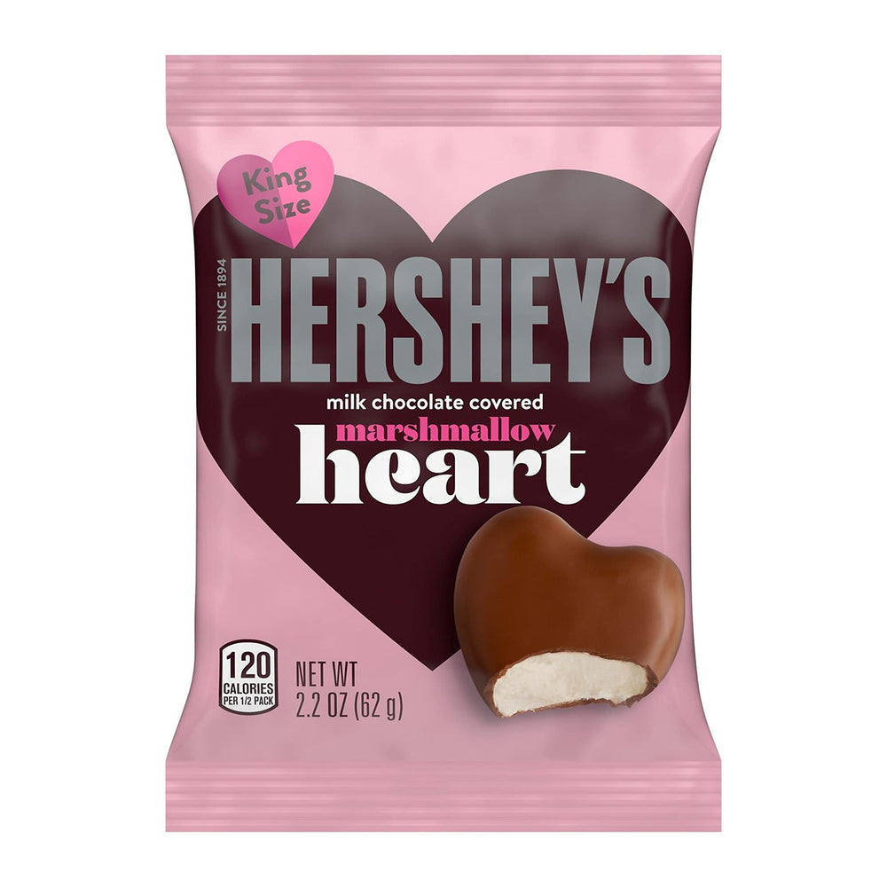 Hershey's milk chocolate marshmallow heart, king-size, ideal for sharing.