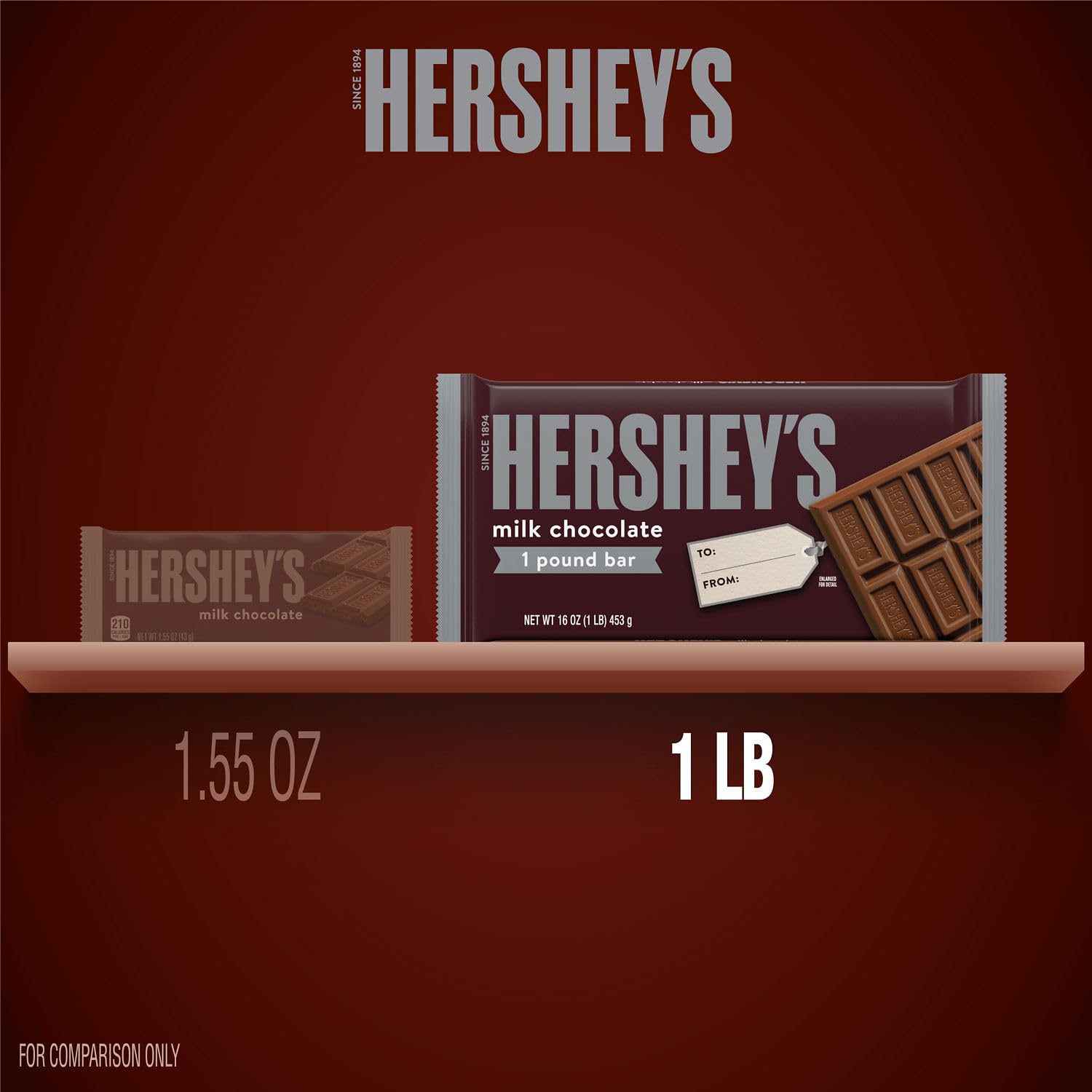 HERSHEY'S milk chocolate bar close-up reveals creamy texture.