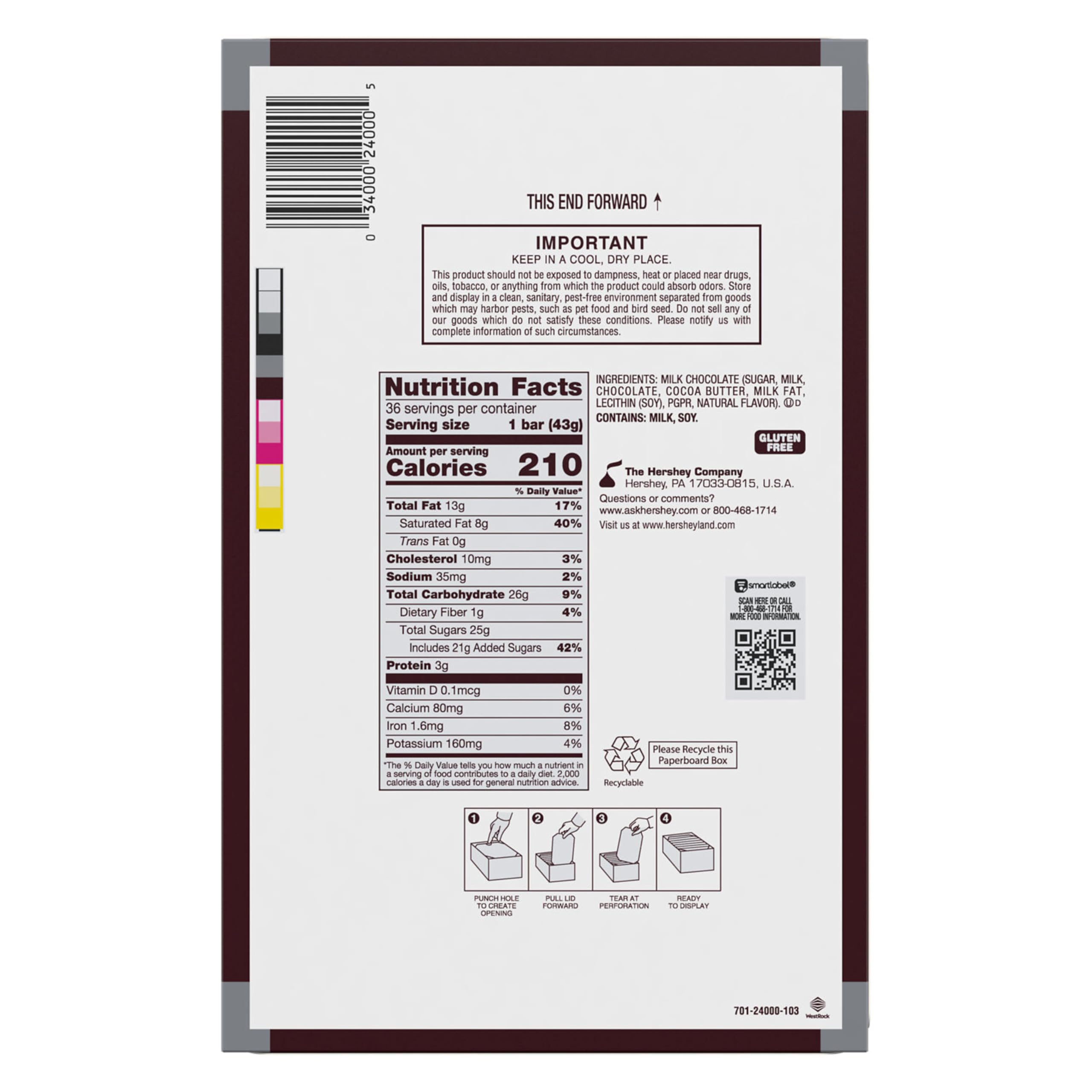 Hershey's Milk Chocolate Bars classic wrapped for on-the-go snacking