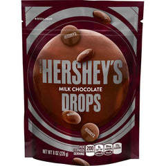 Hershey's Milk Chocolate Drops in a resealable 8 oz bag for convenient snacking